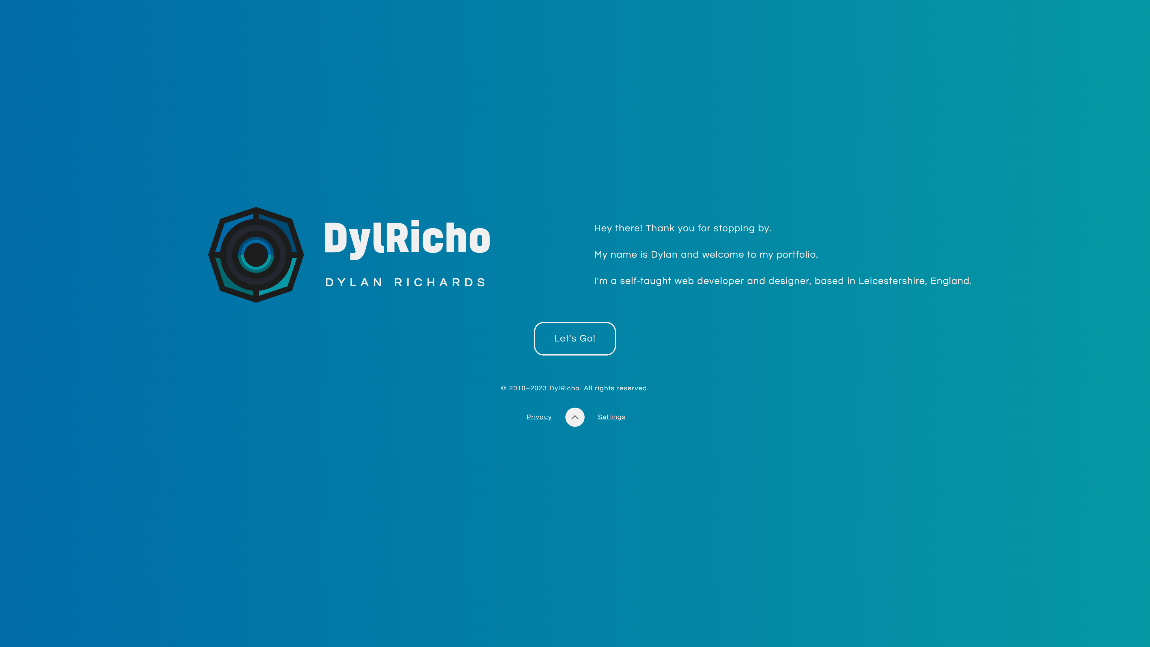 A screenshot of the latest version of DylRicho: Dylan Richards